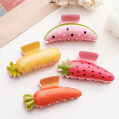 2pcs Fruit Series Hair Clip Acrylic Hair Clip PVC Watermelon Strawberry Shape