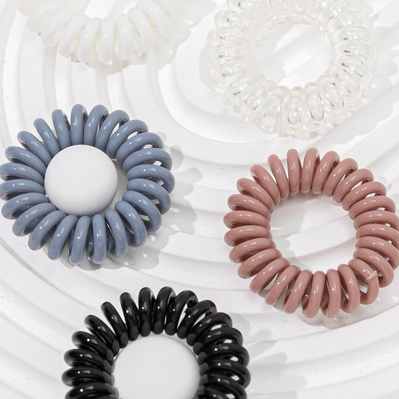 Spiral Coil Hair Ties for Thick Hair - Elastic Ponytail Holders - Waterproof