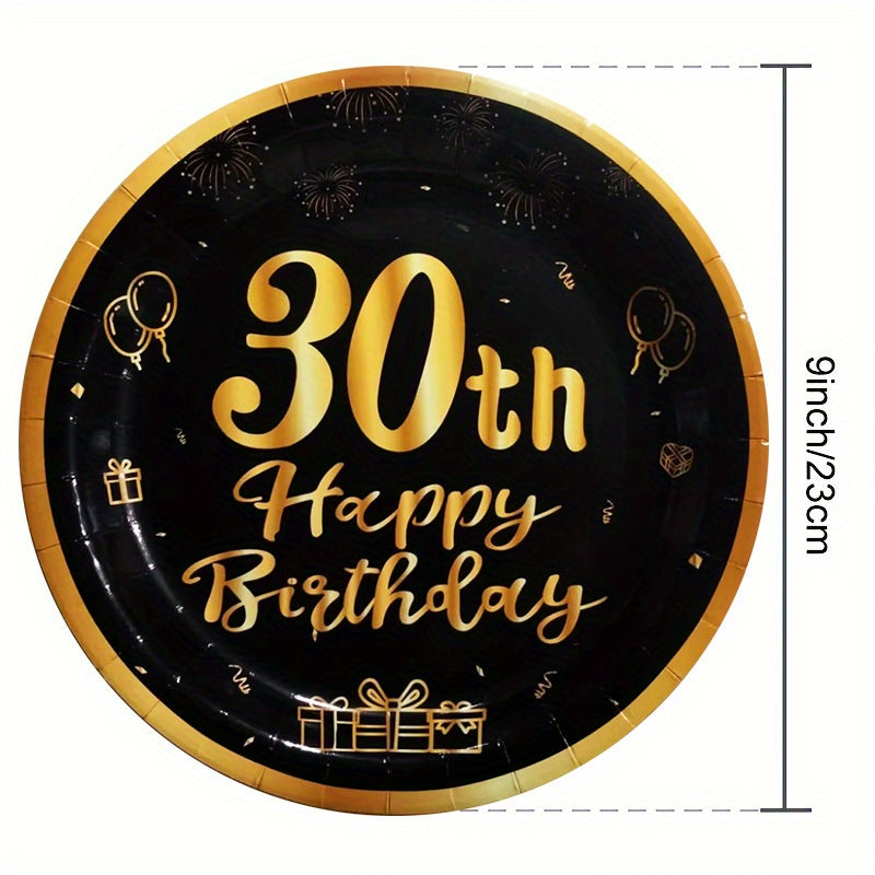 Golden 30 Year Old Birthday Theme Set - Party Supplies