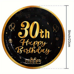 Golden 30 Year Old Birthday Theme Set - Party Supplies