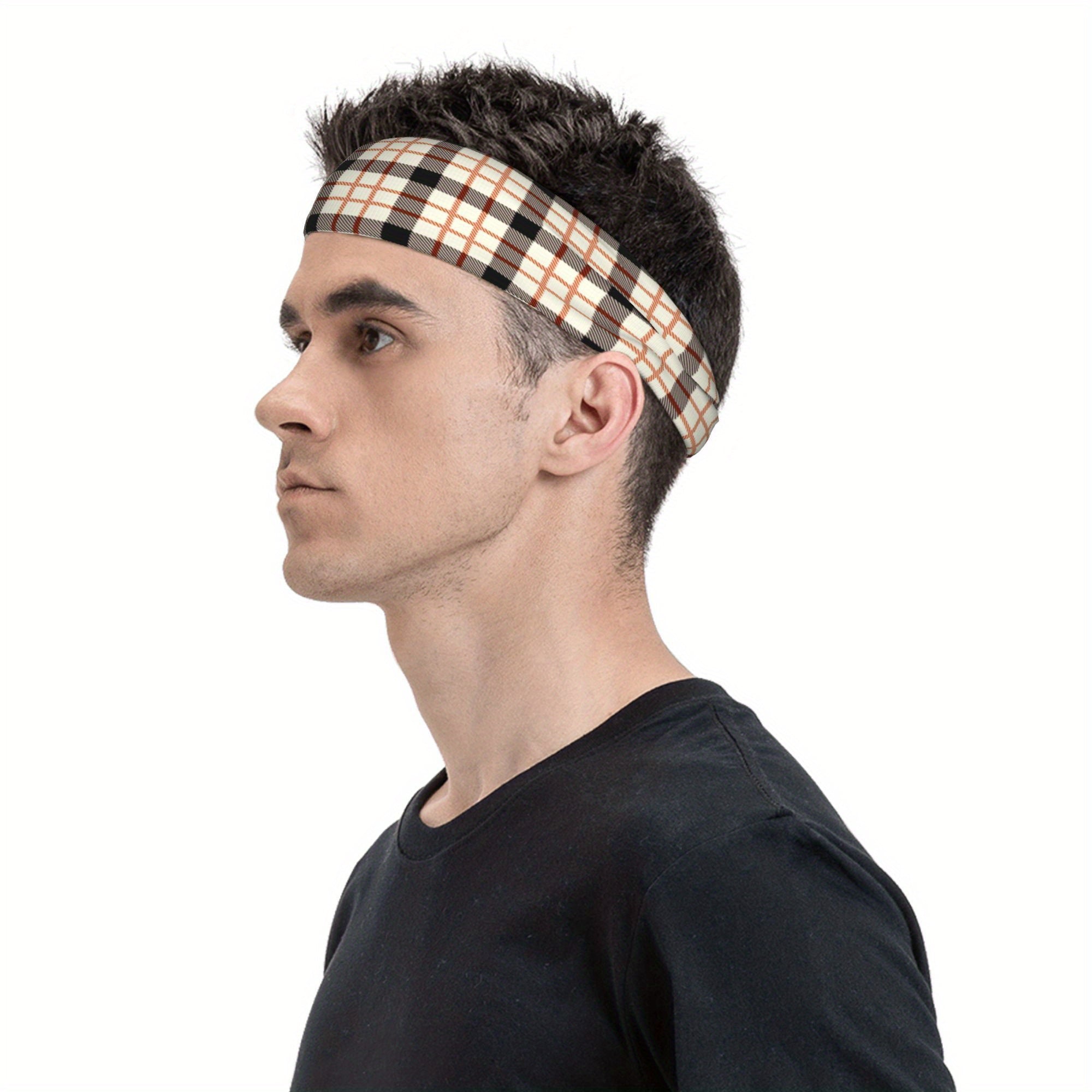 Check Plaid Headband & Pattern Stretchy Fabric Comfort Fit