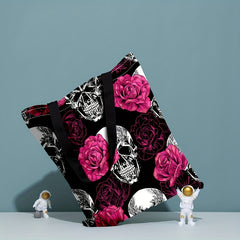 Canvas Tote Bag Skull & Floral Print Lightweight Shopping Bag