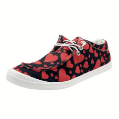 Women's Red Love Couple Flat Sports Sneakers Lightweight Non Slip Shoes