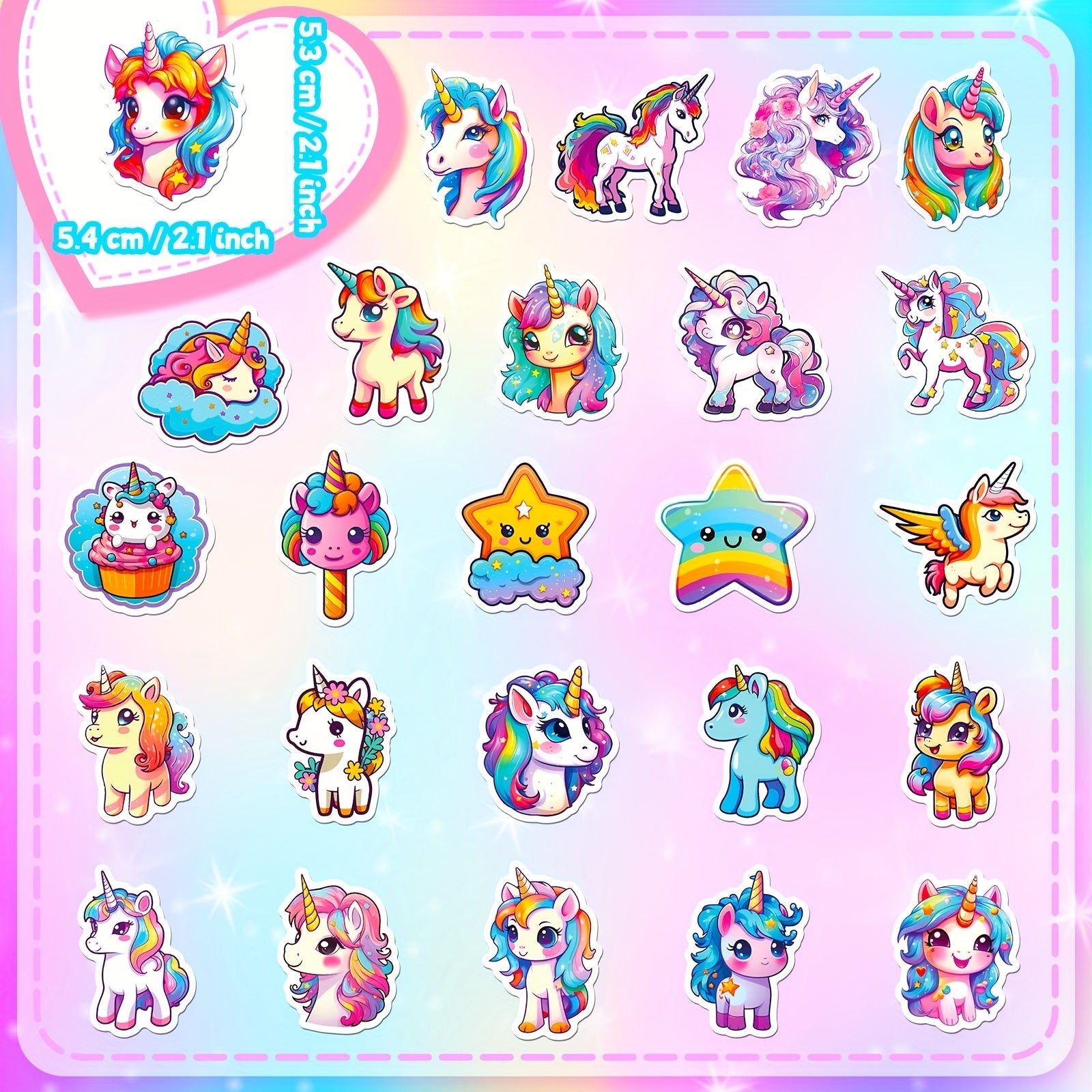 50pcs Unicorn Graffiti Stickers For Laptop Water Bottle Luggage