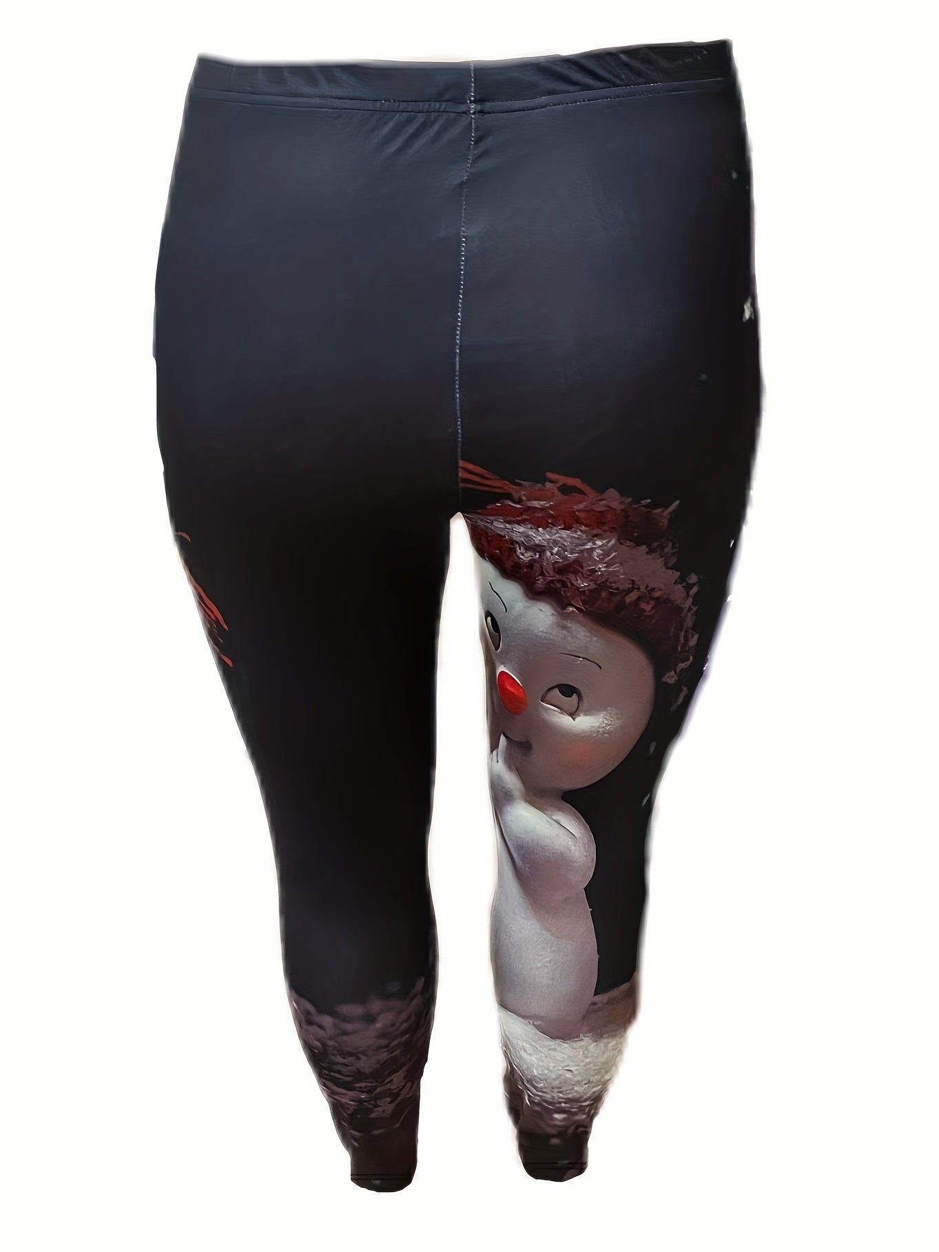 Women's Plus Snowman Print High Rise Skinny Trousers