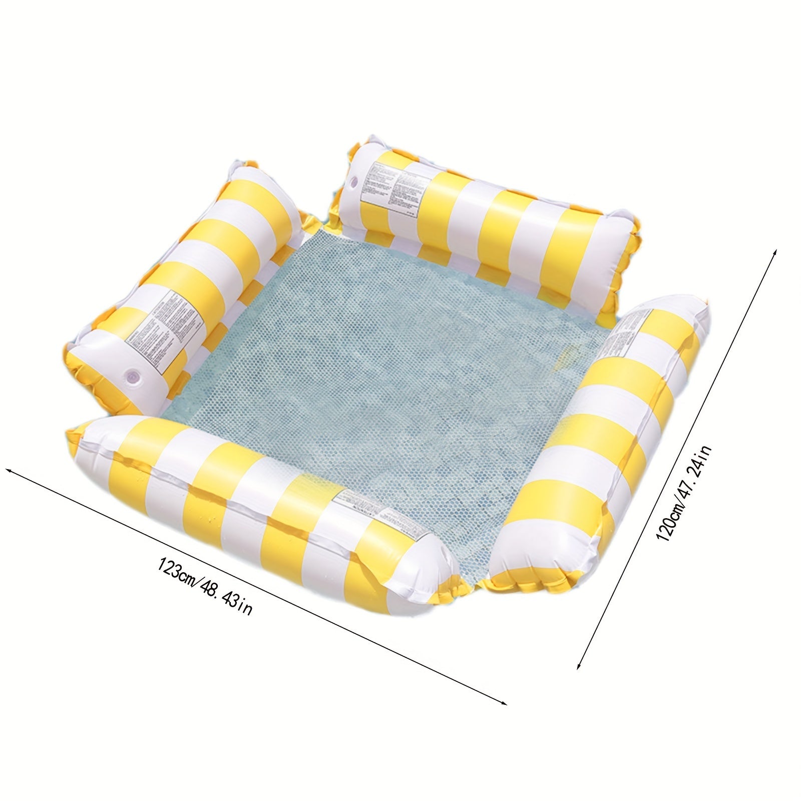 Striped Pool Floating Thickened Inflatable Float Chair with Mesh Recliner