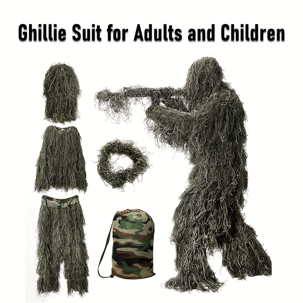 5 in 1 Ghillie Suit For Jungle CS Bird Watching Halloween Costume Prop