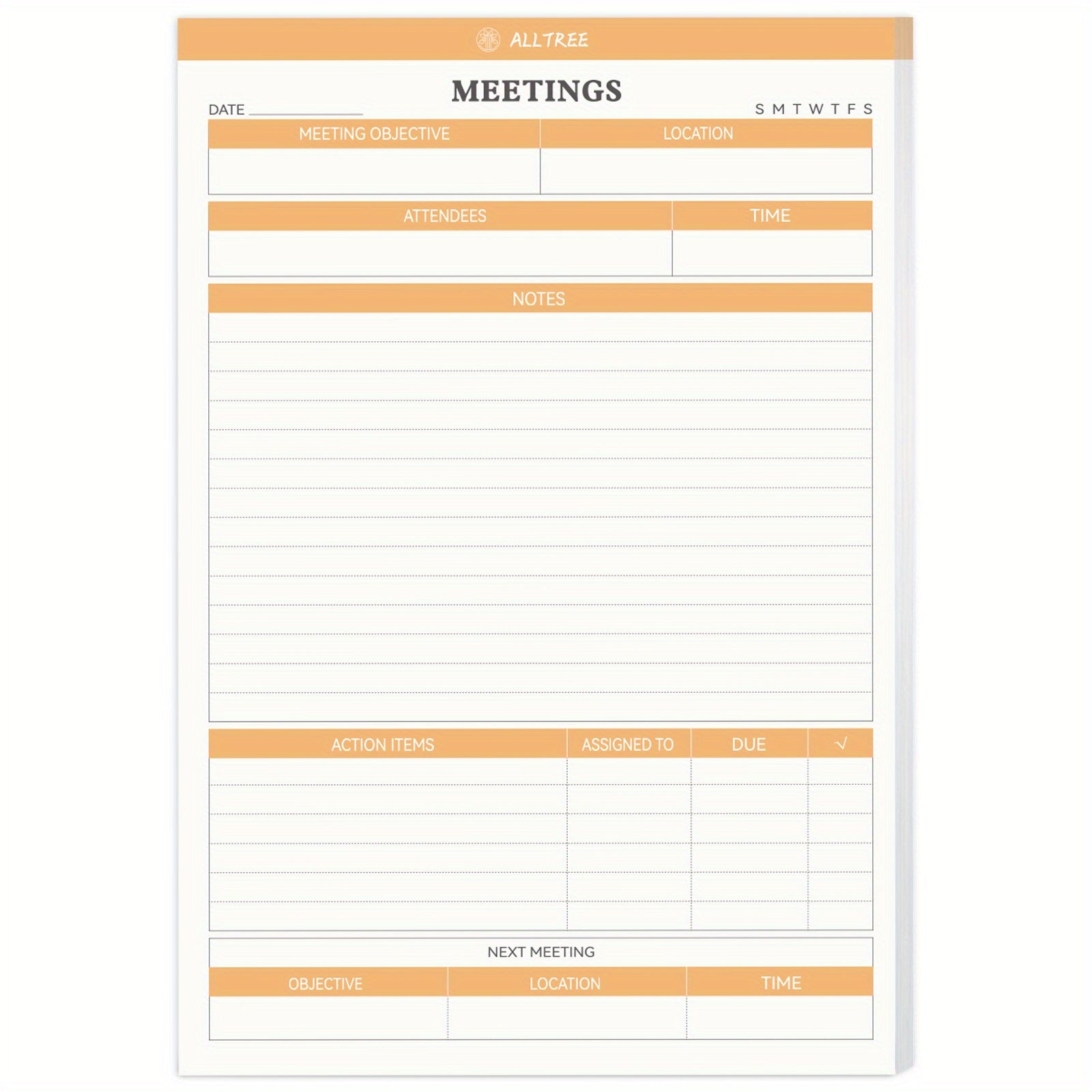 Meeting Notes Planner for Work - Action Items Organizer - 5.5x8.5inch