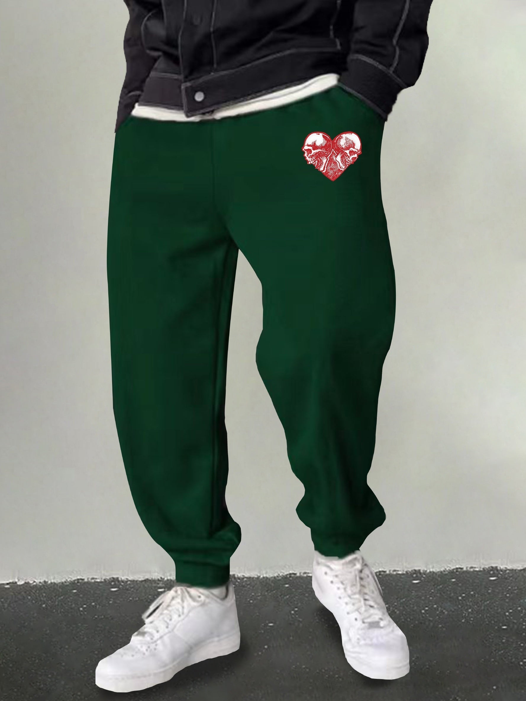 Men's Heart & Skull Graphic Sweatpants Casual Slightly Stretch Joggers