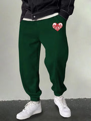 Men's Heart & Skull Graphic Sweatpants Casual Slightly Stretch Joggers