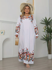  Floral Print Long Sleeve Maxi Dress