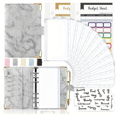 Cross Border A6 Binder Marble Notebook PU Leather Cash Budget Book