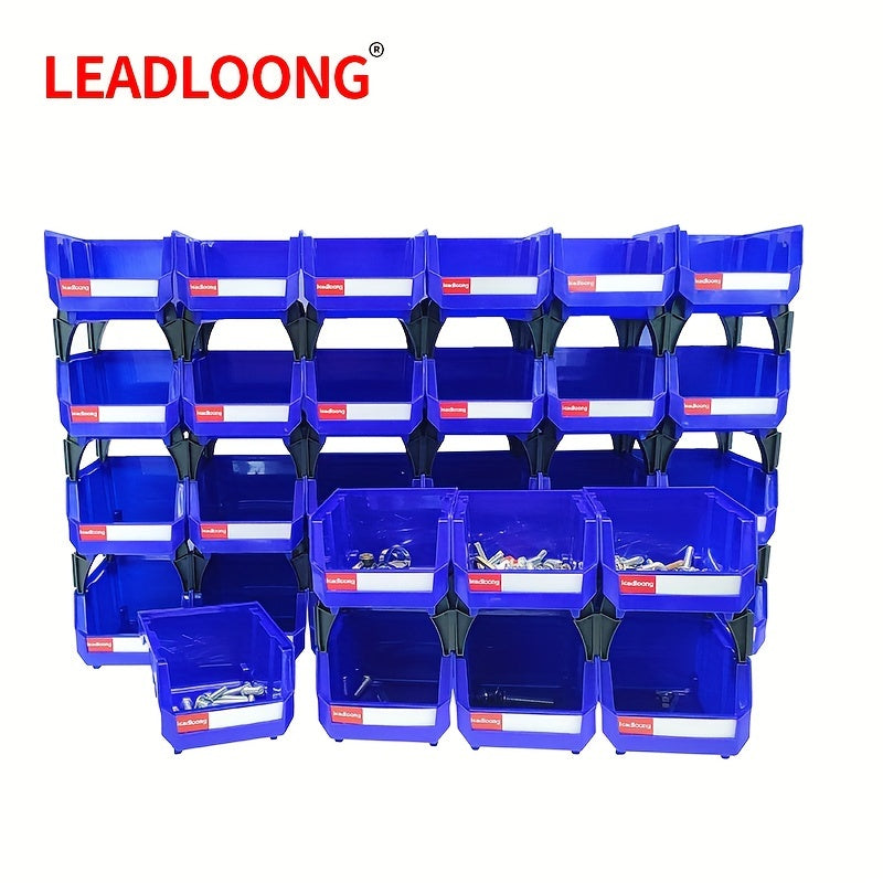 24pcs Stackable Plastic Storage Box Garage Tool Organizer 13.5x10.5x7.5"