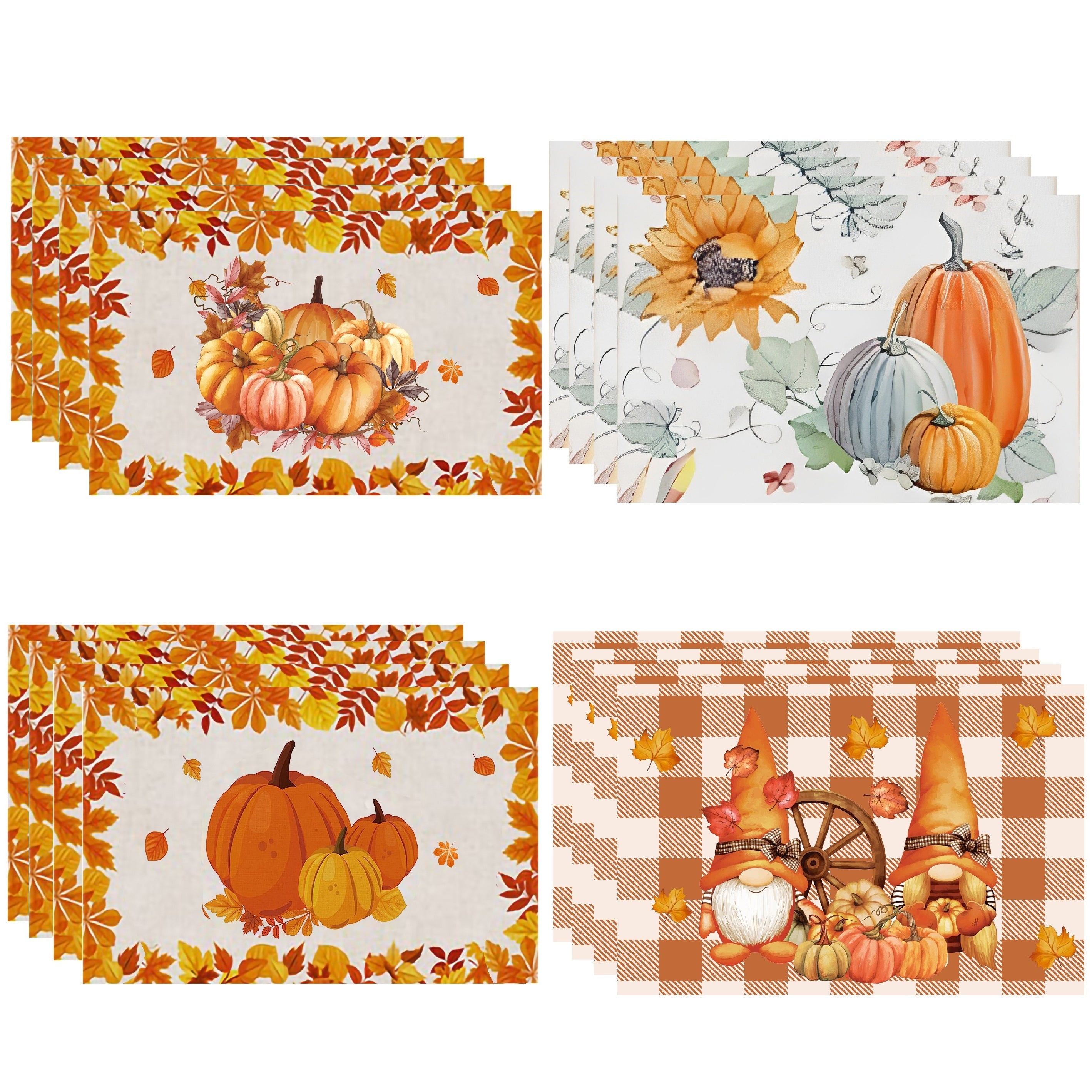 4pcs Colorful Halloween Autumn Pumpkin Placemats Heat Insulation Table Mat