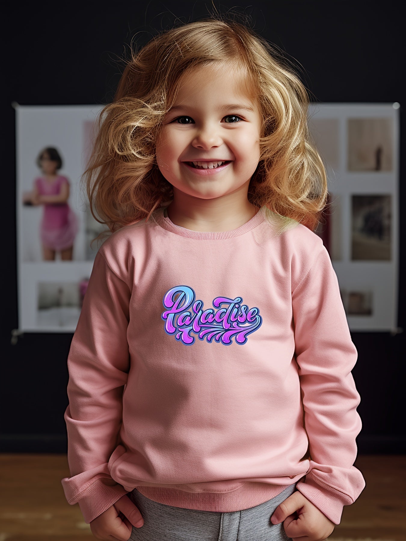 Girls Letters Pattern Crew Neck Sweatshirt For Spring Fall Christmas Gift