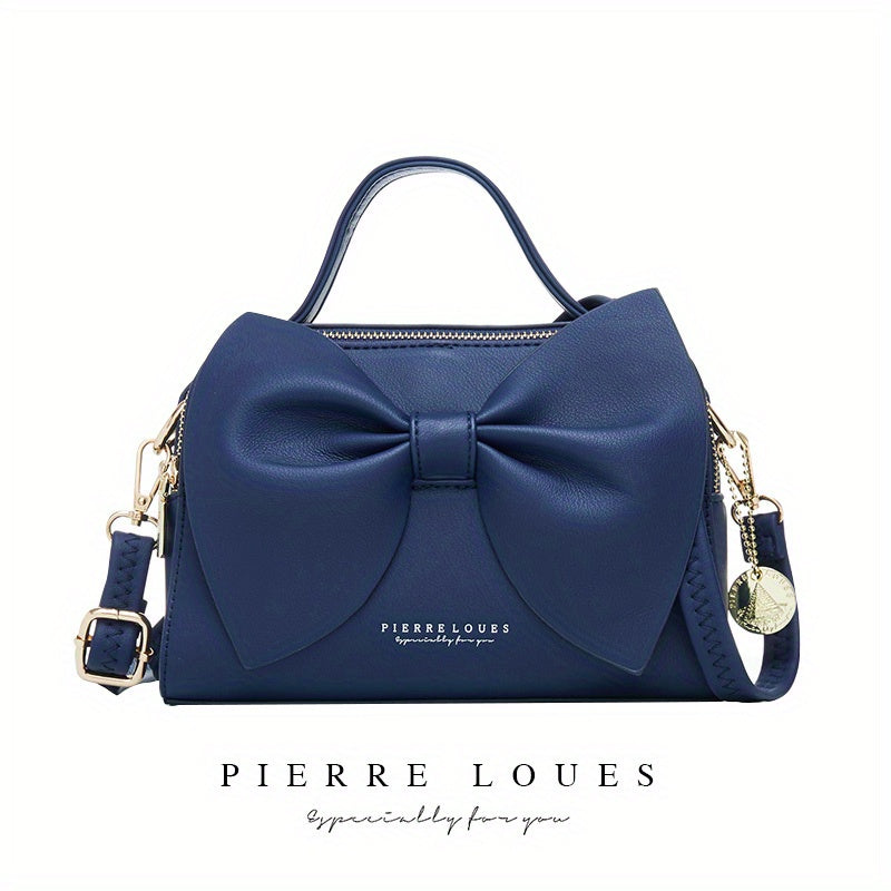 Solid Bowknot Crossbody Satchel Bag