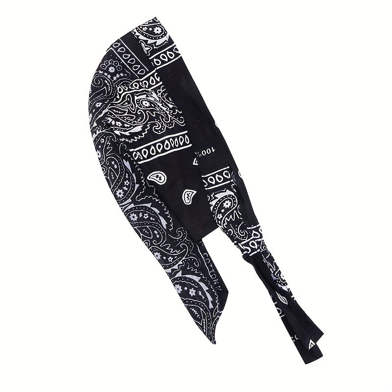 Paisley Print Turban Cap Ramadan Head Wrap Bandana Lace Up Hijab Hat