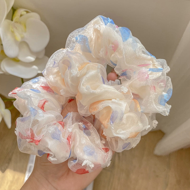 3pcs Polka Dot Mesh Scrunchie Hair Tie