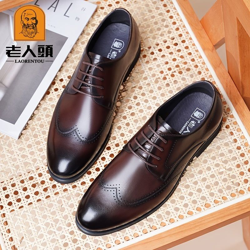 LAORENTOU Men's Wing Tip Leather Dress Shoes Oxford Shoes