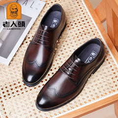 LAORENTOU Men's Wing Tip Leather Dress Shoes Oxford Shoes
