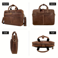 Large Capacity Retro Men's Leather Bag Crazy Horse Leather Briefcase