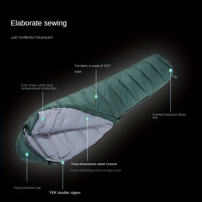 Duck Sleeping Bag for Autumn and Winter, Men and Women, Cold Resistant