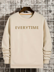 EVERYTIME Print Sweatshirt Men's Casual Graphic Crew Neck Pullover Sweatshirt