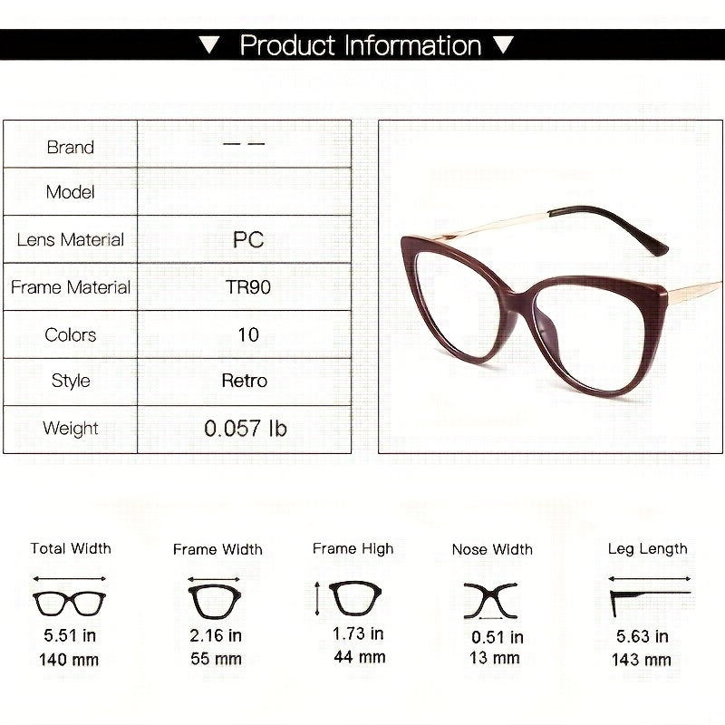 Anti Blue Light Cat Eye Glasses Metal TR90 Frame