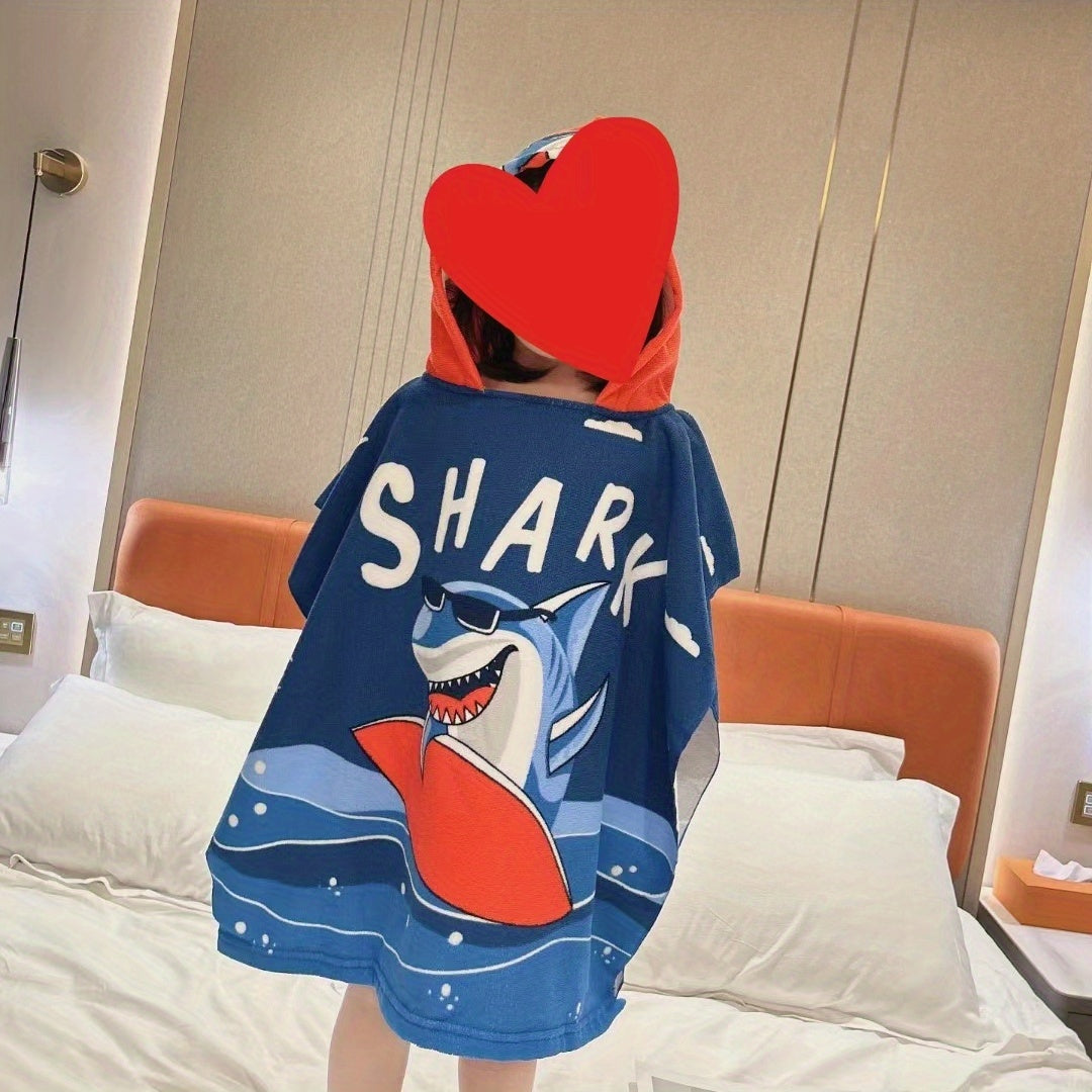 Cartoon Printed Hooded Bathrobe Wearable Wrap Towel