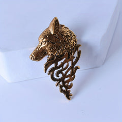 Wolf Head Brooch Pin Retro Suit Collar Pin for Men