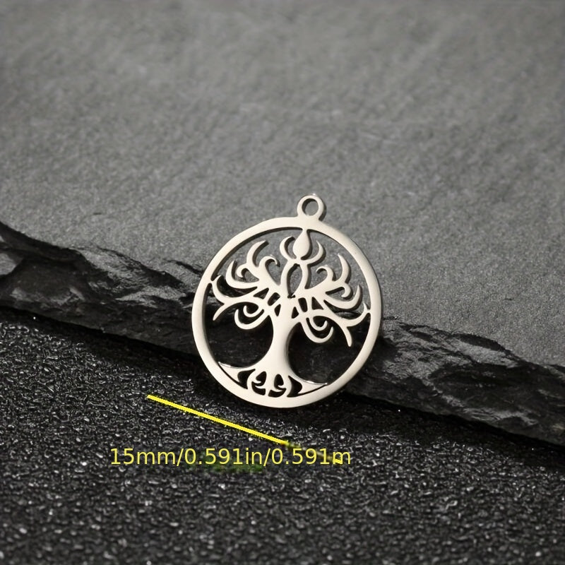 5PCS Stainless Steel Tree Pendant for DIY Accessories