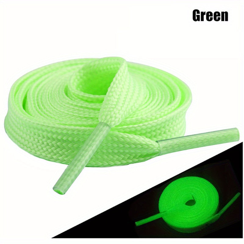 Fluorescent Shoelace Midnight Light Flat Wide Double Layer Sports Canvas Shoes