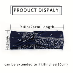 Bohemian Paisley Pattern Headband Knotted Headdress Yoga Sports Headband