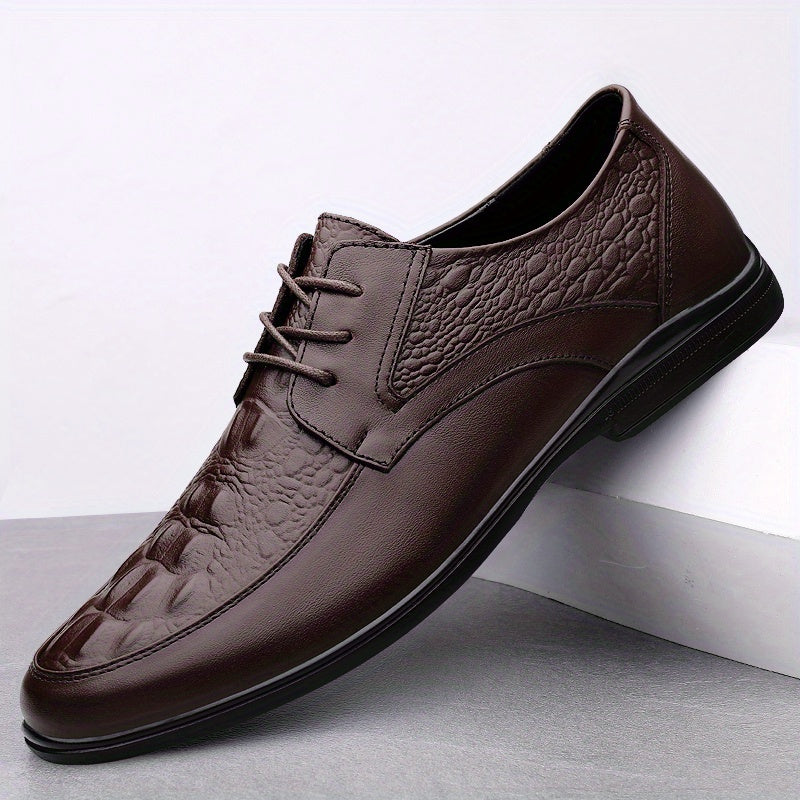 Men's Crocodile Embossed Derby Shoes Business Wear Resistant