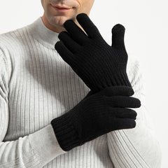 Double Layered Plush Knitted Touch Screen Gloves Winter Windproof