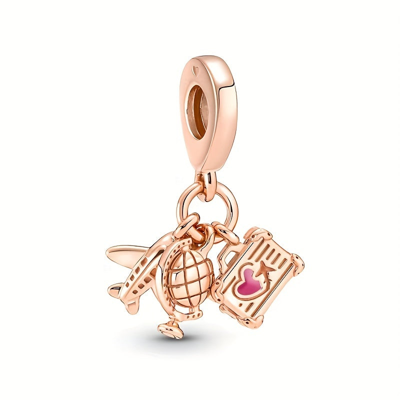 Rose Balloon Fox Tortoise Charm Bead Pendant for DIY Bracelet