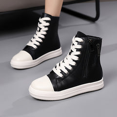 Women's High Top Skate Shoes Faux Leather Comfortable Zipper Sport Shoes