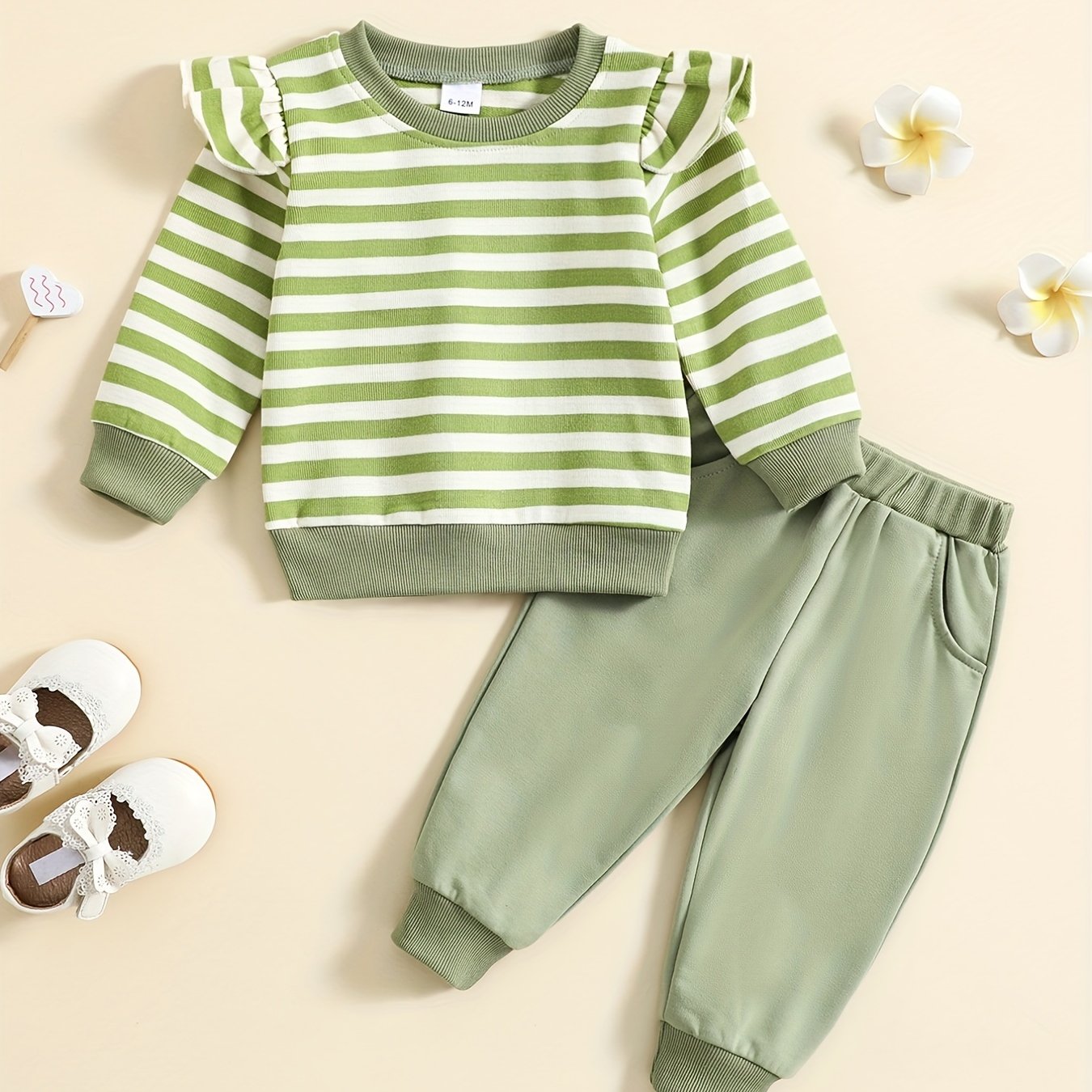 Toddler Girls Striped Sweatshirt & Pants Set for Autumn Winter