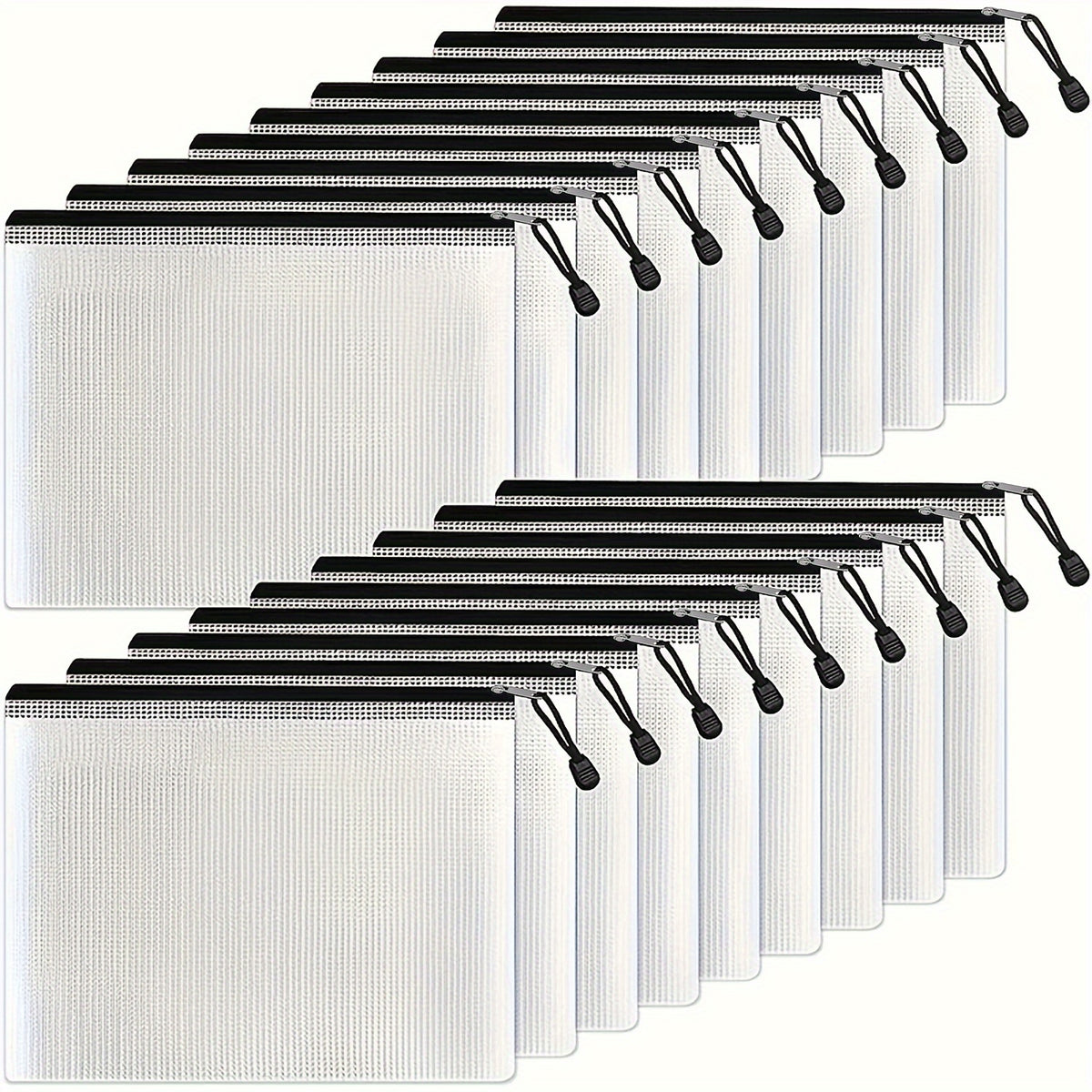 18pcs A5 Transparent Mesh Zipper Waterproof PVC File Bags - Extra Large