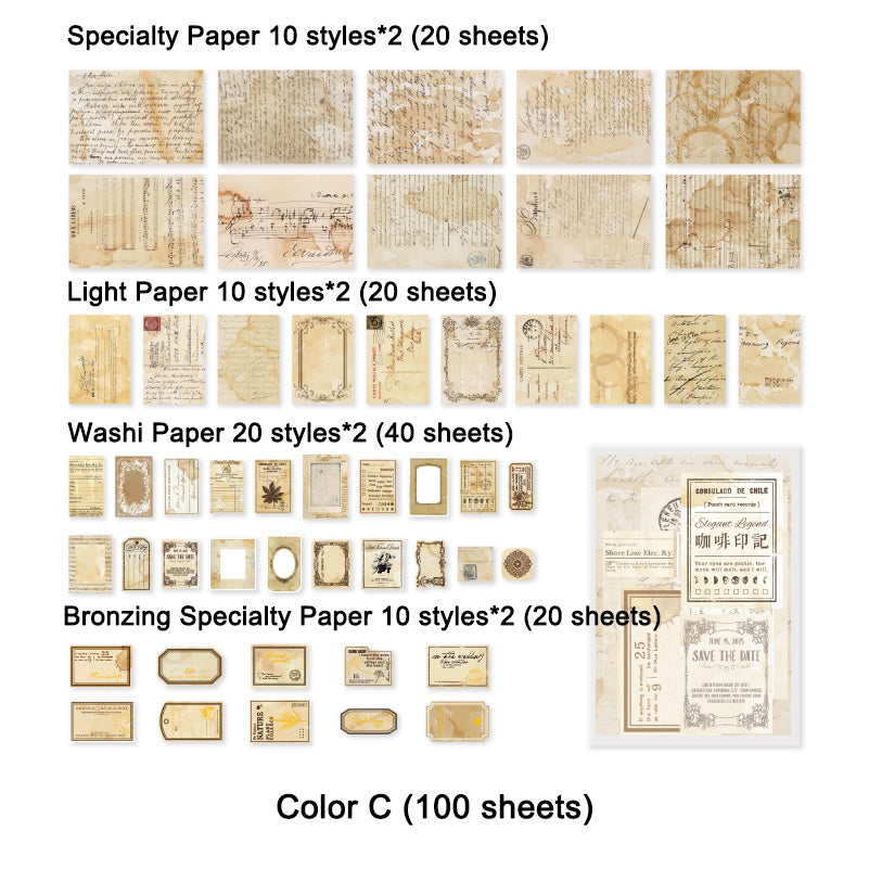 100 Sheets Scrapbook Paper Washi Specialty Light Paper