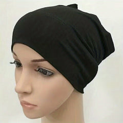 Solid Inner Cap Elastic Turban Women Head Wrap Hijab Underscarf Beanie