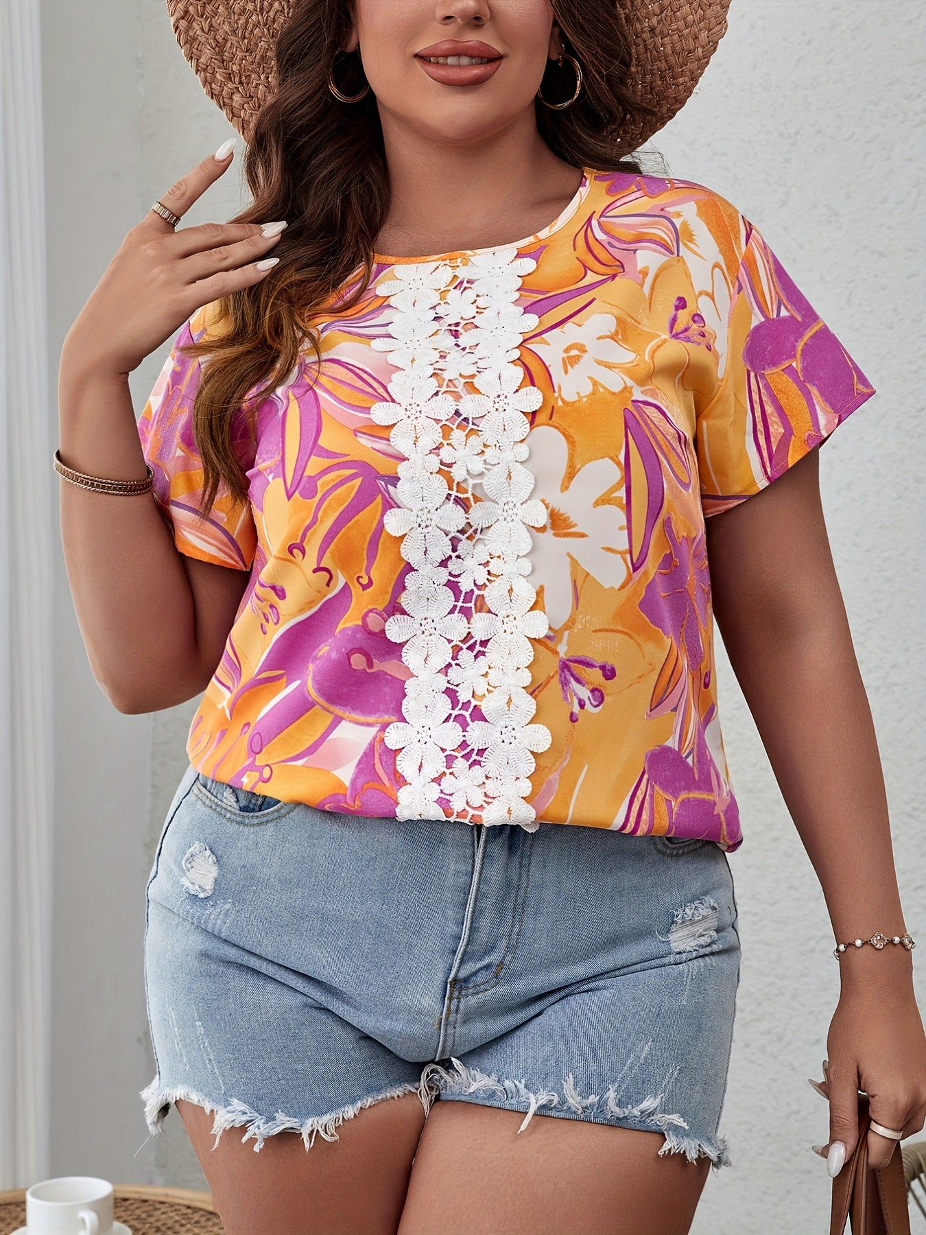  Casual Blouse Women's Plus Floral Print Top