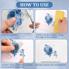 3pcs Floral Decals Rub On Designs for Scrapbooking Furniture 14+
