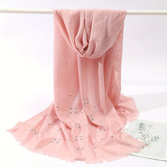 Rhinestone Decorated Breathable Scarf Sunscreen Wrap Inelastic Shawl