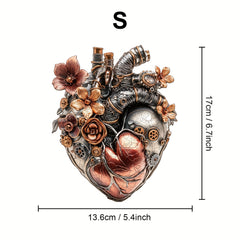 Steampunk Mechanical Heart Wooden Puzzle Floral Gear Brain Teaser for Adults
