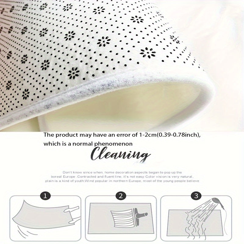 Letter Art Area Rug Leaf Pattern Washable Floor Mat for Bedroom Living Room