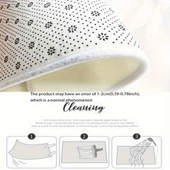 Letter Art Area Rug Leaf Pattern Washable Floor Mat for Bedroom Living Room