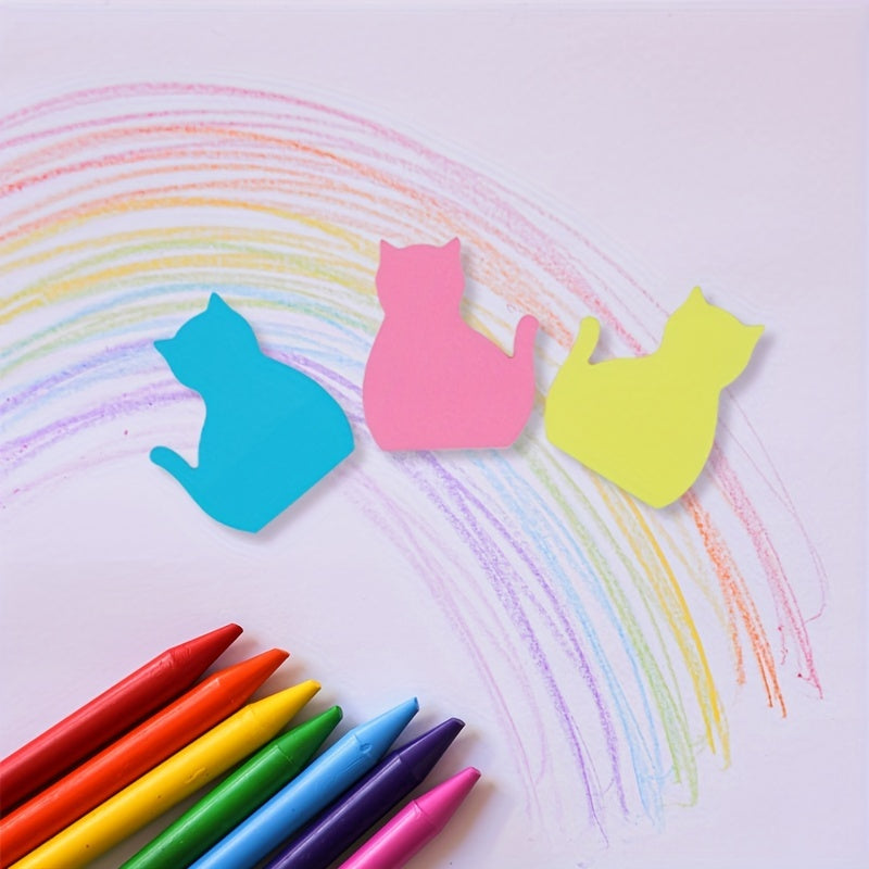 3pcs Cartoon Cat Sticky Notes 90 Sheets Bright Colorful Fluorescent for School