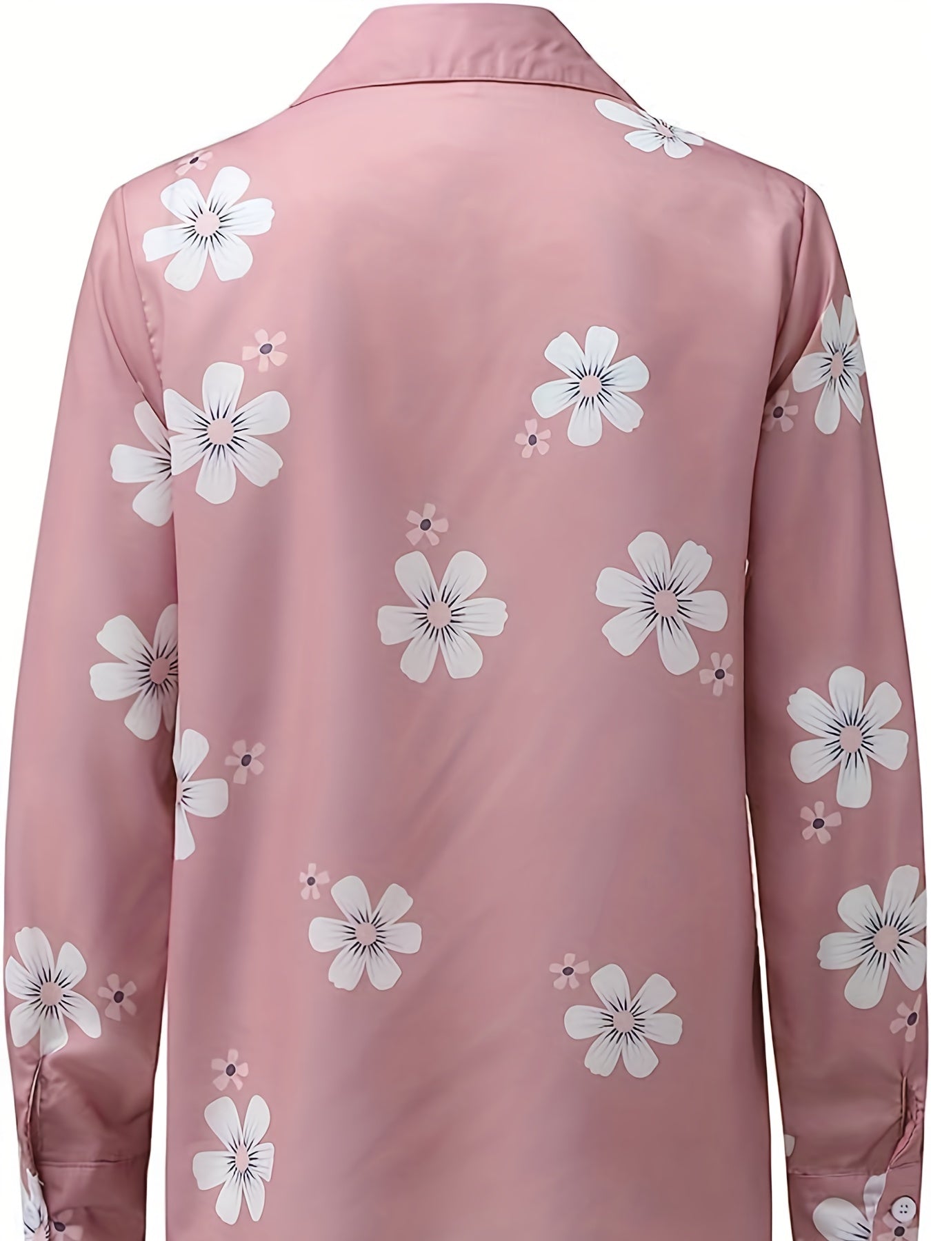  Floral Print Long Sleeve Button Up Blouse