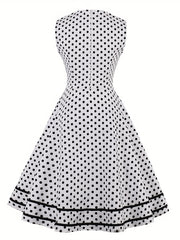 Polka Dot Sweetheart Neck Cocktail Party Dress